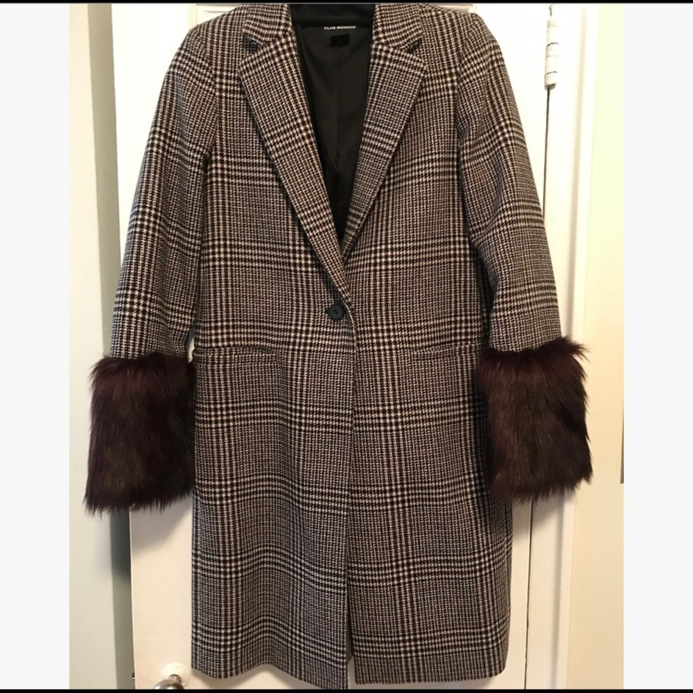 Club Monaco Coat with Faux Fur Cuffs